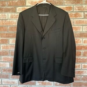 Canali Sport Coat Blazer Suit Super 120 Men’s 54 R Black Designer Wool Italy
